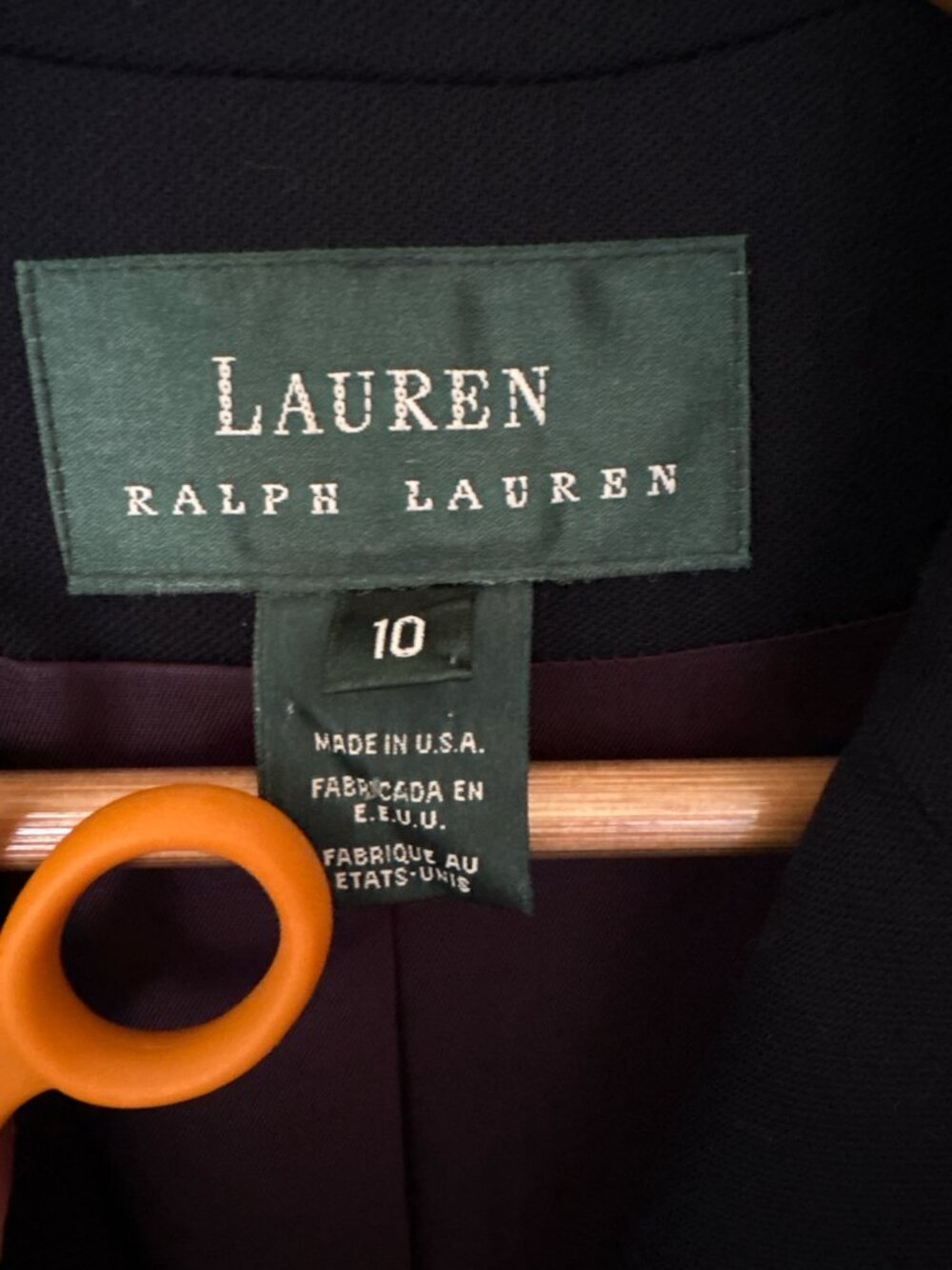 Vintage Lauren Ralph Lauren Crown Crest Wool Navy Blazer Women’s 10 Made in USA - Picture 3 of 11